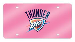 Rico Industries - Oklahoma City Thunder NBA Pink Mirrored Laser Cut License Plate Laser Tag - Multi