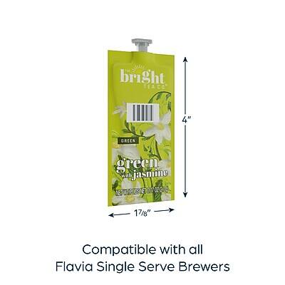 Bright Tea Co.  
Green Jasmine  
17/8" x 4"  
15 Teabags  
Compatible with all Flavia Single Serve Brewers