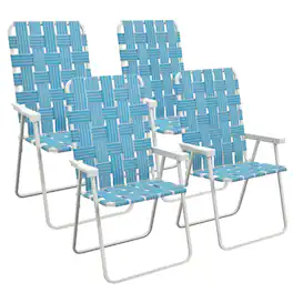 Outsunny - of 4 Patio Folding Chairs, Classic Outdoor Camping Chairs - Blue