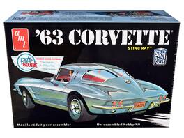 Skill 2 Model Kit 1963 Chevrolet Corvette Stingray 1/25 Scale Model by AMT - Light Blue