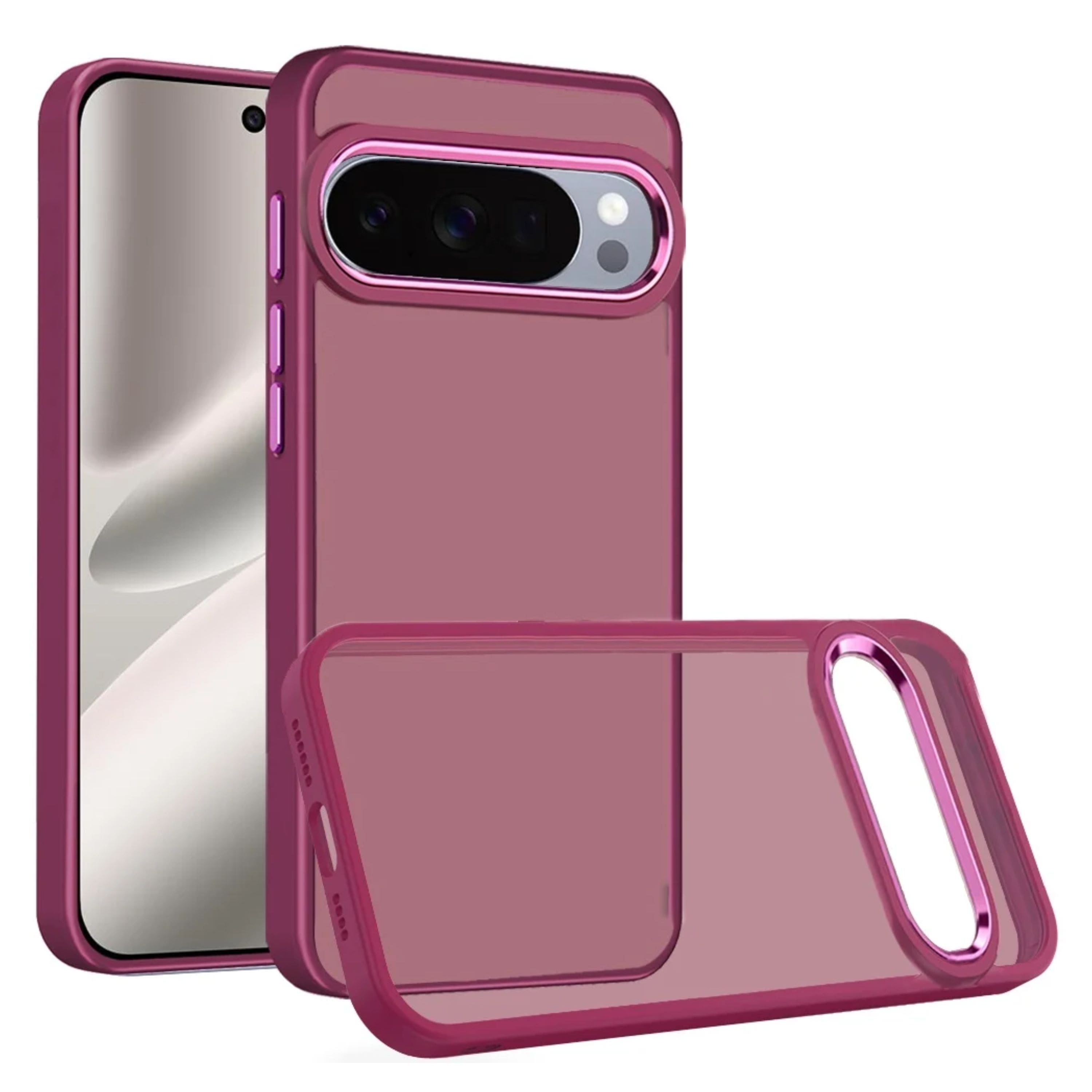 Kitcheniva - Thick Acrylic Metal Buttons Phone Case With Tempered Glass For Google Pixel 10 Pro XL - Burgundy price history on PriceWatchPro