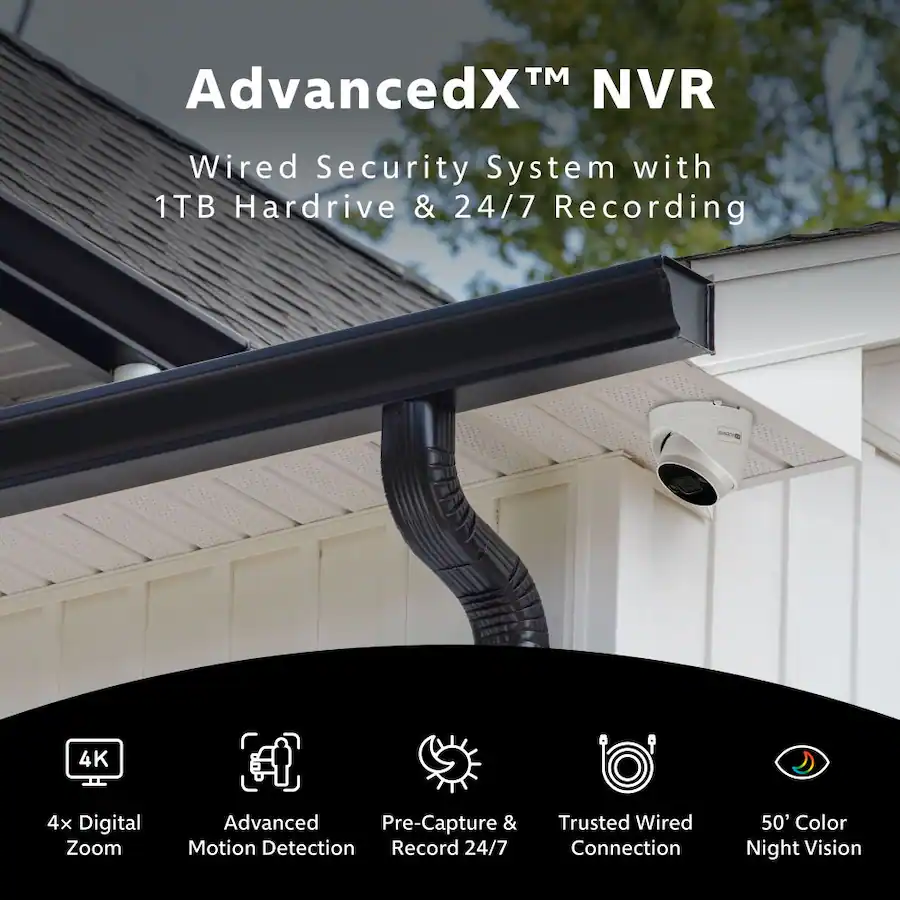 Swann AdvancedX Wired NVR 4K Security Camera System, 8 CH, 4 PoE Dome ...
