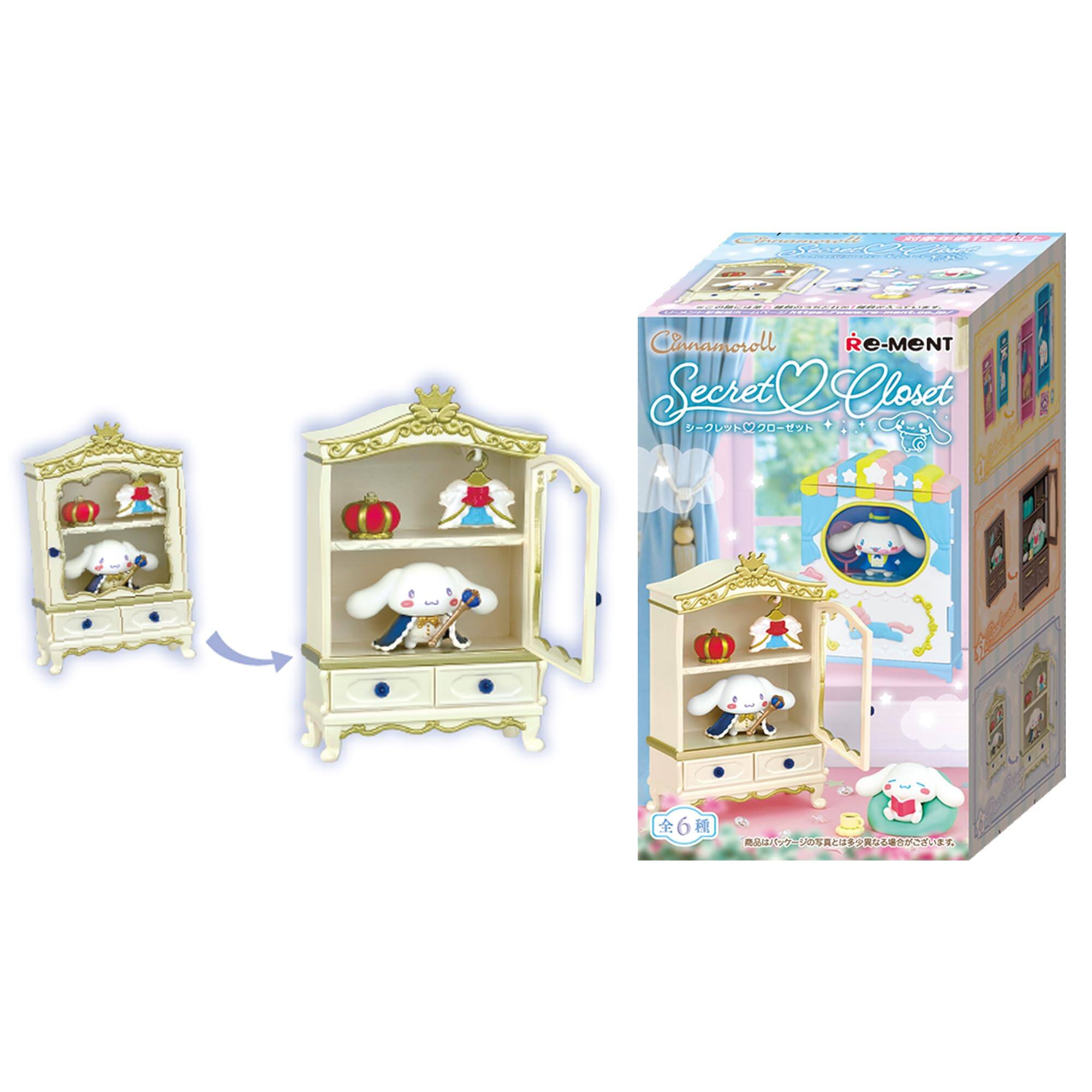 Hamee RE-MENT Hello Kitty and Friends Sanrio Diorama Mini Collectible Figure - Cinnamoroll Secret Closet (Blind Box)