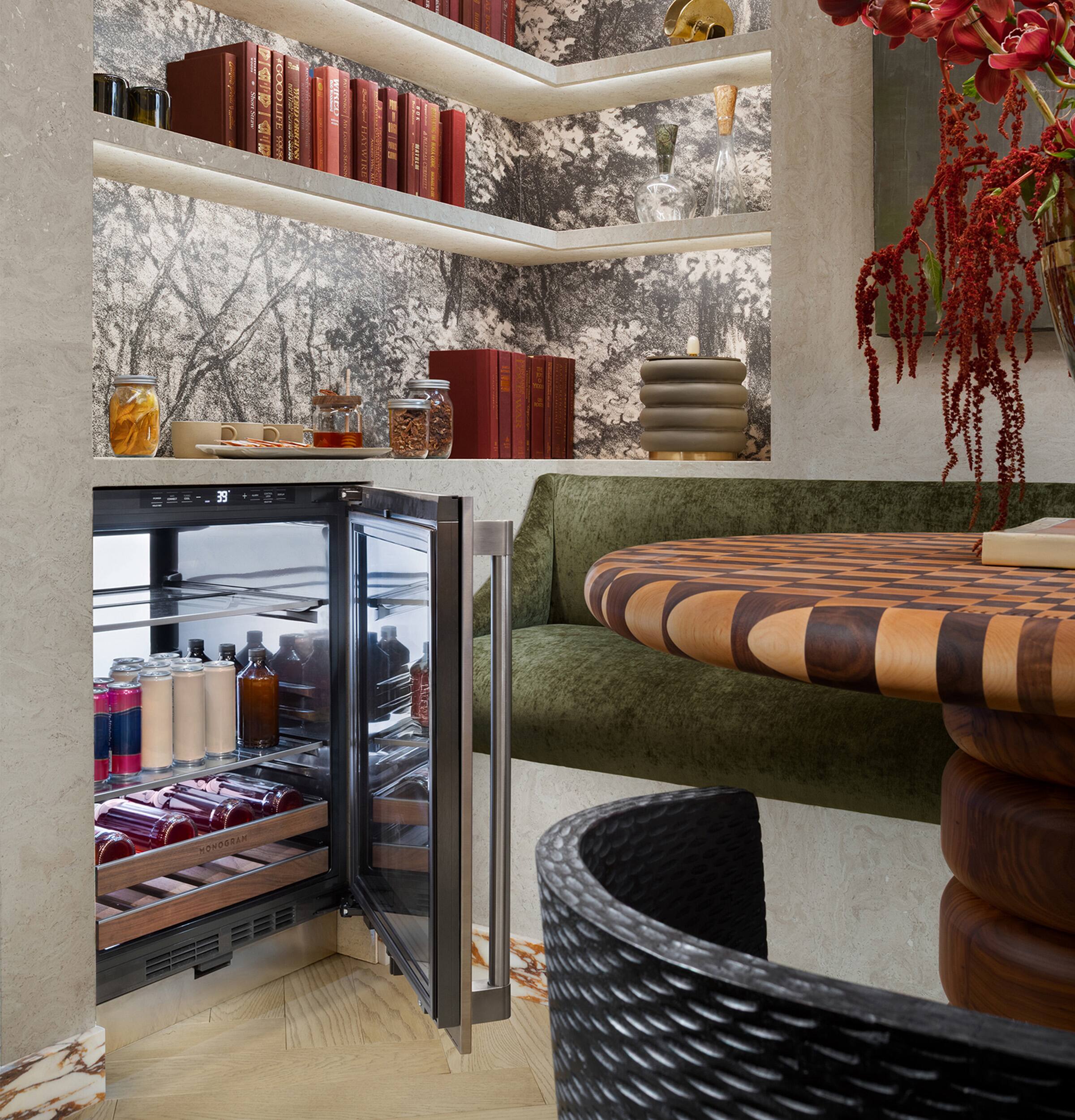 Alt View 17. Monogram - 13-Bottle or 126 Can Built-In Beverage Cooler with Illuminated Interior - Custom Panel Ready.