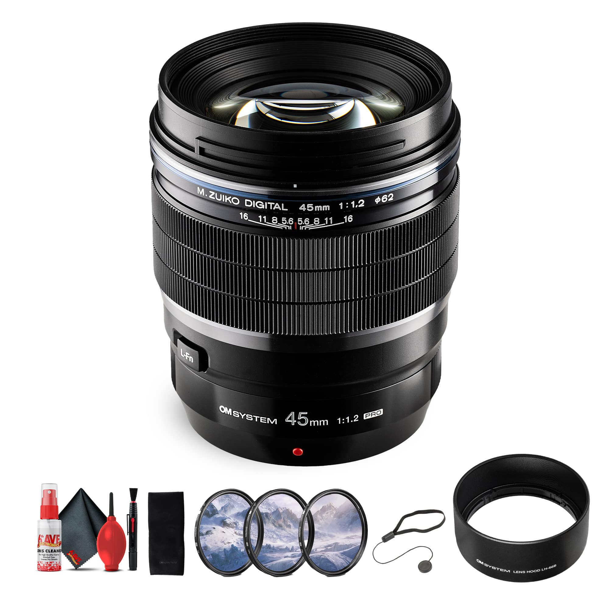 Bundle - OM System - M.Zuiko Digital ED 45mm f/1.2 PRO Lens - Black