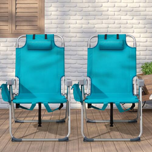 Alt View 9. Winado - 38in Backpack Beach Camping Chair Folding Heavy Duty, Aluminum Comfortable Adjustable Back with Cup Holder for Outdoor - Mint Green.