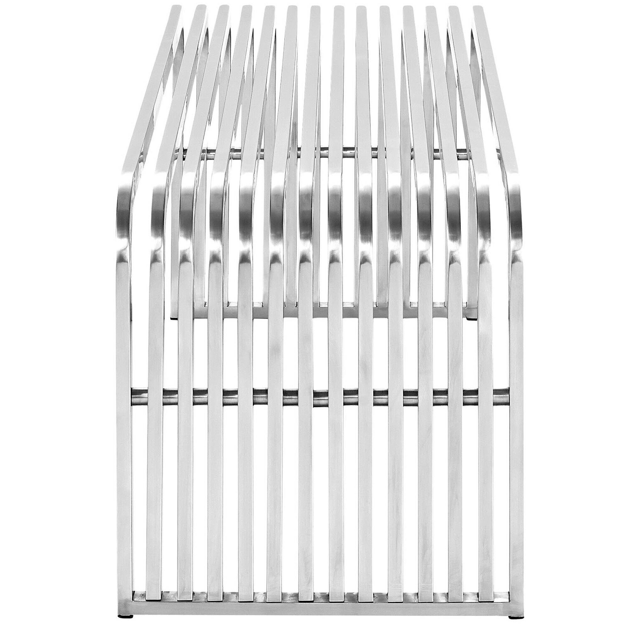 Angle. Modway - Pipe 47" Stainless Steel Bench by Modway - Silver.