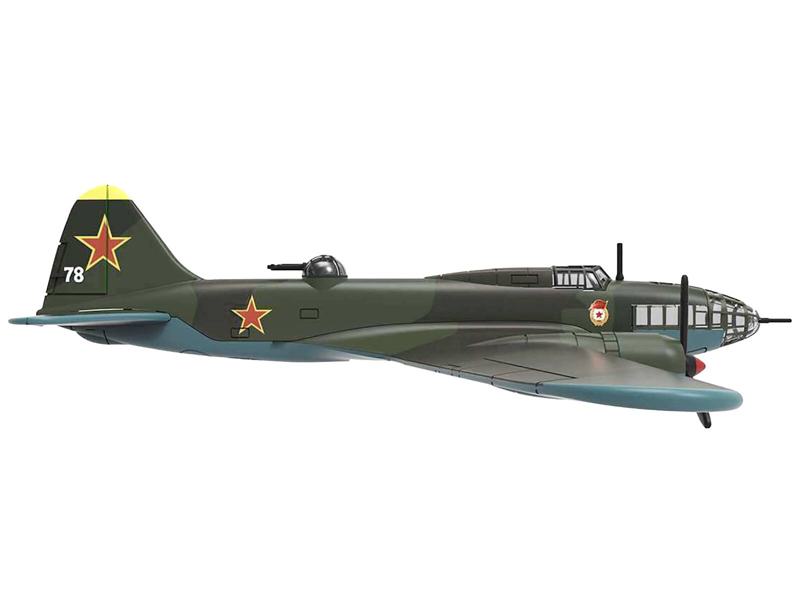 Angle. Luppa - Ilyushin IL-4 Bomber Aircraft Soviet Baltic Fleet Guards Regiment (1942) Planes of World War II Series 1/144 &  Airplane - green.