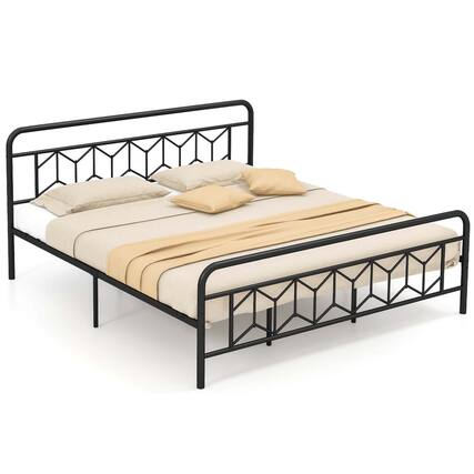 Front. Costway - Costway King Size Bed Frame Mattress Foundation with Headboard 12.5" Under-bed Storage Black - Black.