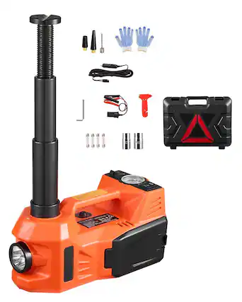 Front. Glintex - Electric Car Jack 5 Ton Scissor Jack with Built-In Inflator Secure Hammer and LED Light 12V.