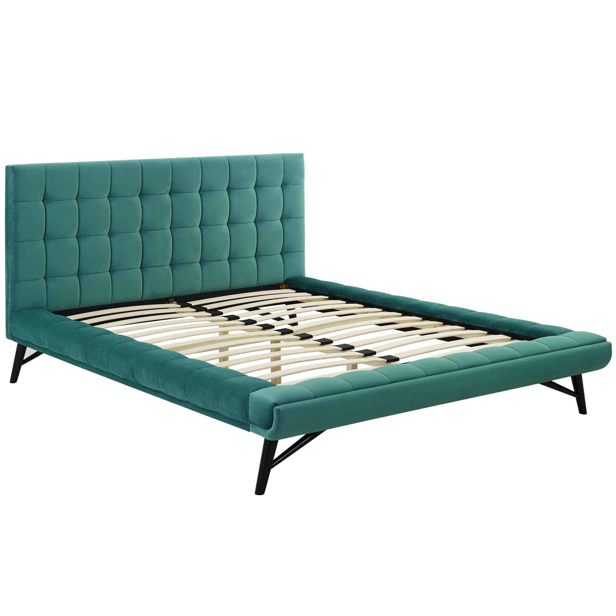 Left. Modway - Sutton Performance Velvet Queen Bed Frame - Blue.