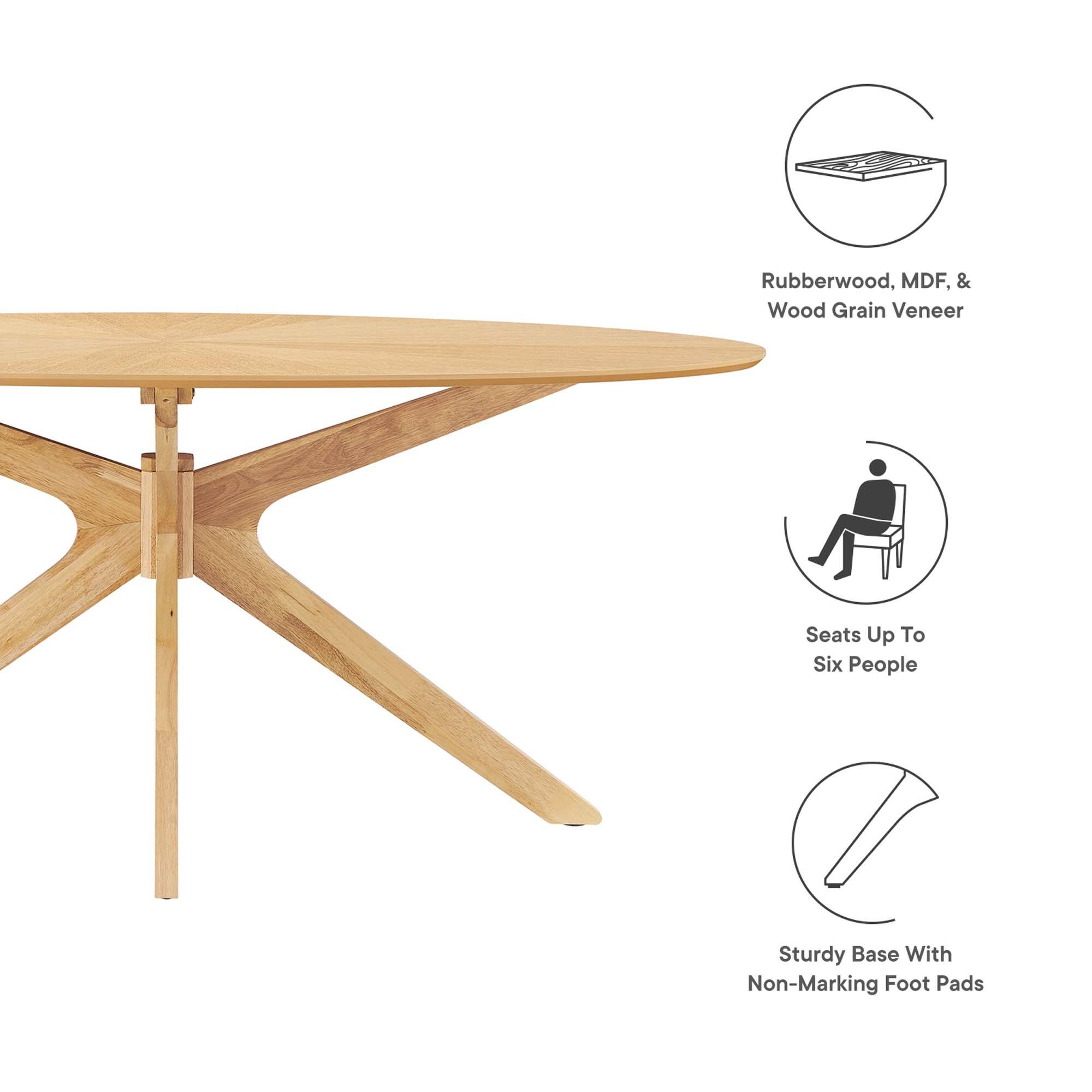 Rubberwood, MDF, & Wood Grain Veneer Seats Up To Six People Sturdy Base With Non-Marking Foot Pads