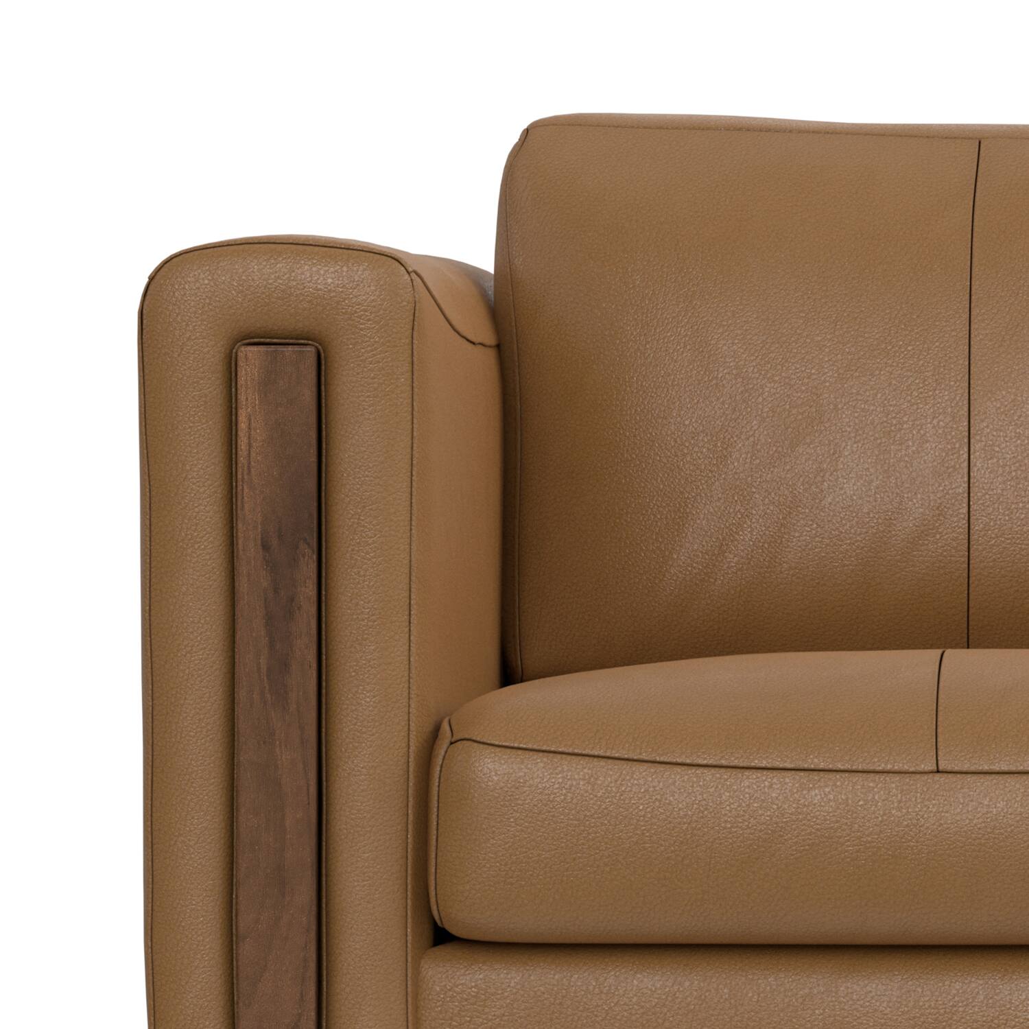 Alt View 7. Simpli Home - Richard Modern Contemporary 62 inch Wide Sofa in Butternut Brown Genuine Leather - Butternut Brown.
