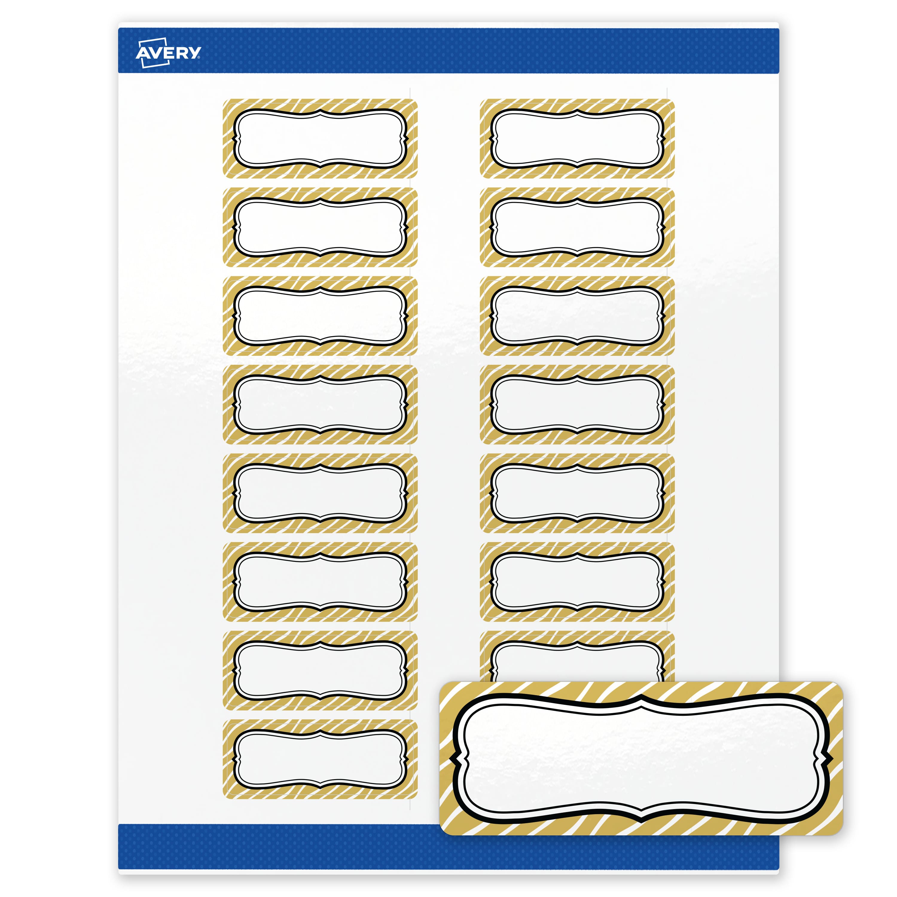 "Avery - Labels, 1"" x 2-5/8"", Glossy Metallic Gold Zebra Pattern - White" price history on PriceWatchPro