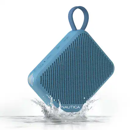 Front. Nautica - Nautica Nayman SP500 Portable Bluetooth Speaker, 12W Sound, Waterproof, 9H Playtime, Shower, Outdoor (Blue) - Blue.