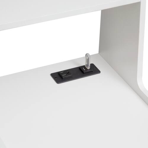 Alt View 5. LUCKY ONE - Nightstand with Charging Station Night Light Bookshelf Storage Cabinet - White.
