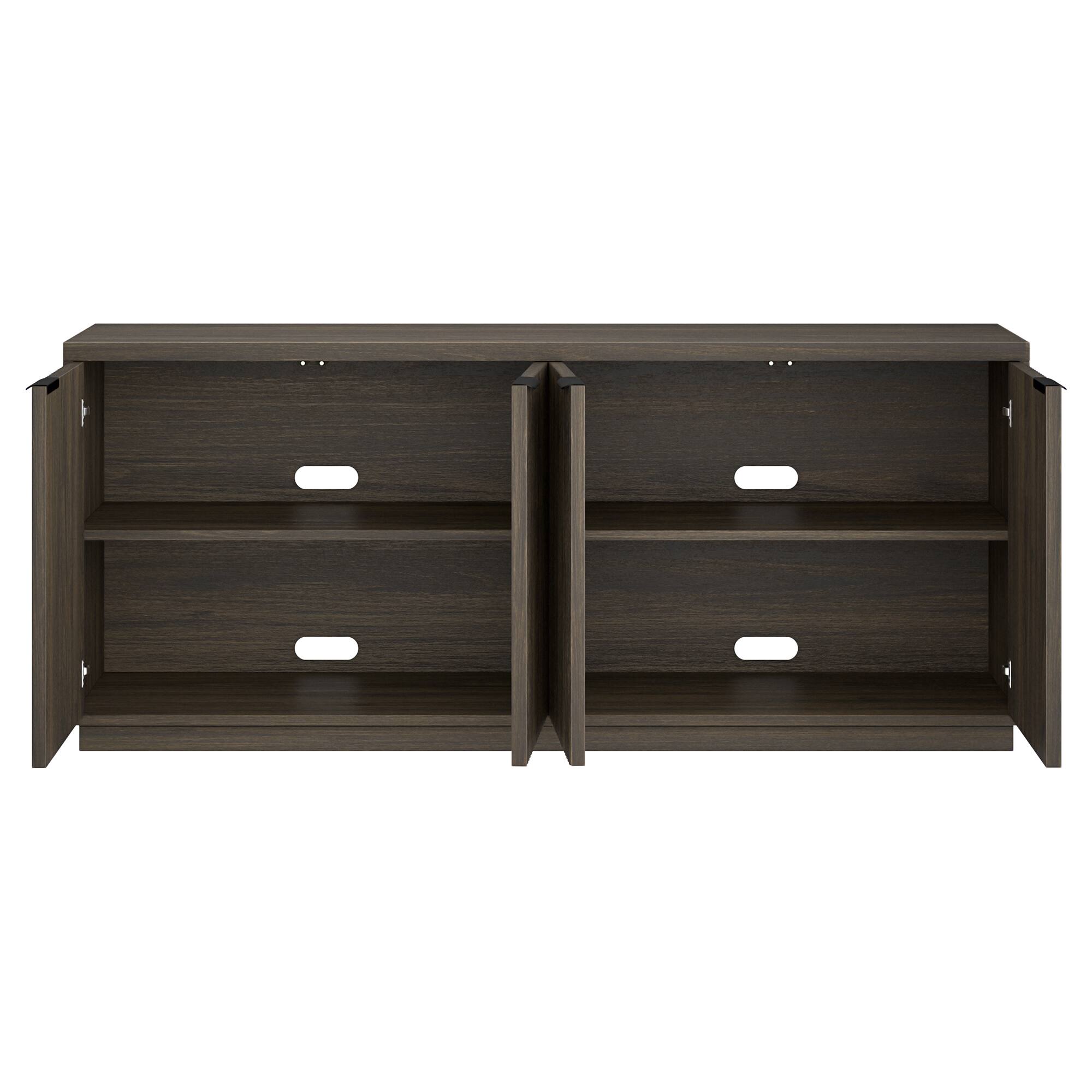 Alt View 3. Hudson&Canal - Mansfield 68" Wide Rectangular Fluted Buffet Table - Brown.