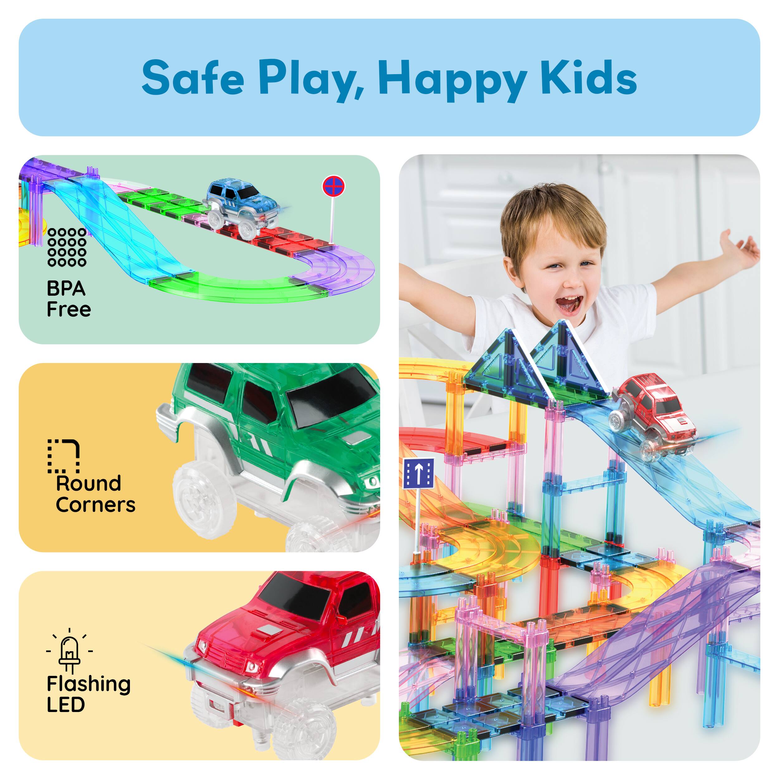 Safe Play, Happy Kids

- BPA Free
- Round Corners
- Flashing LED