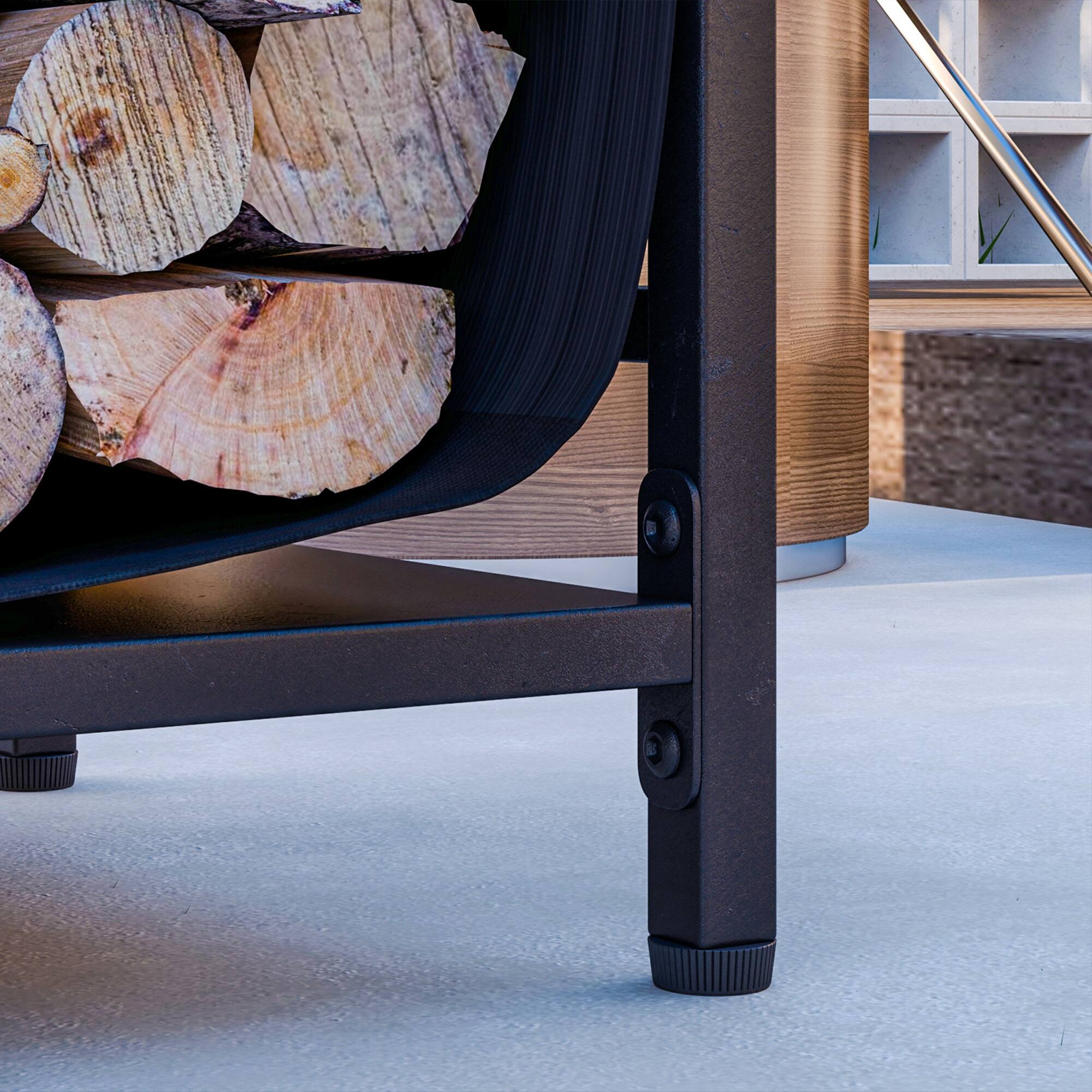 Alt View 5. Outsunny - Outsunny 19 Inch Firewood Rack Outdoor Indoor Firewood Holder with Removable Log Carrier - Black.