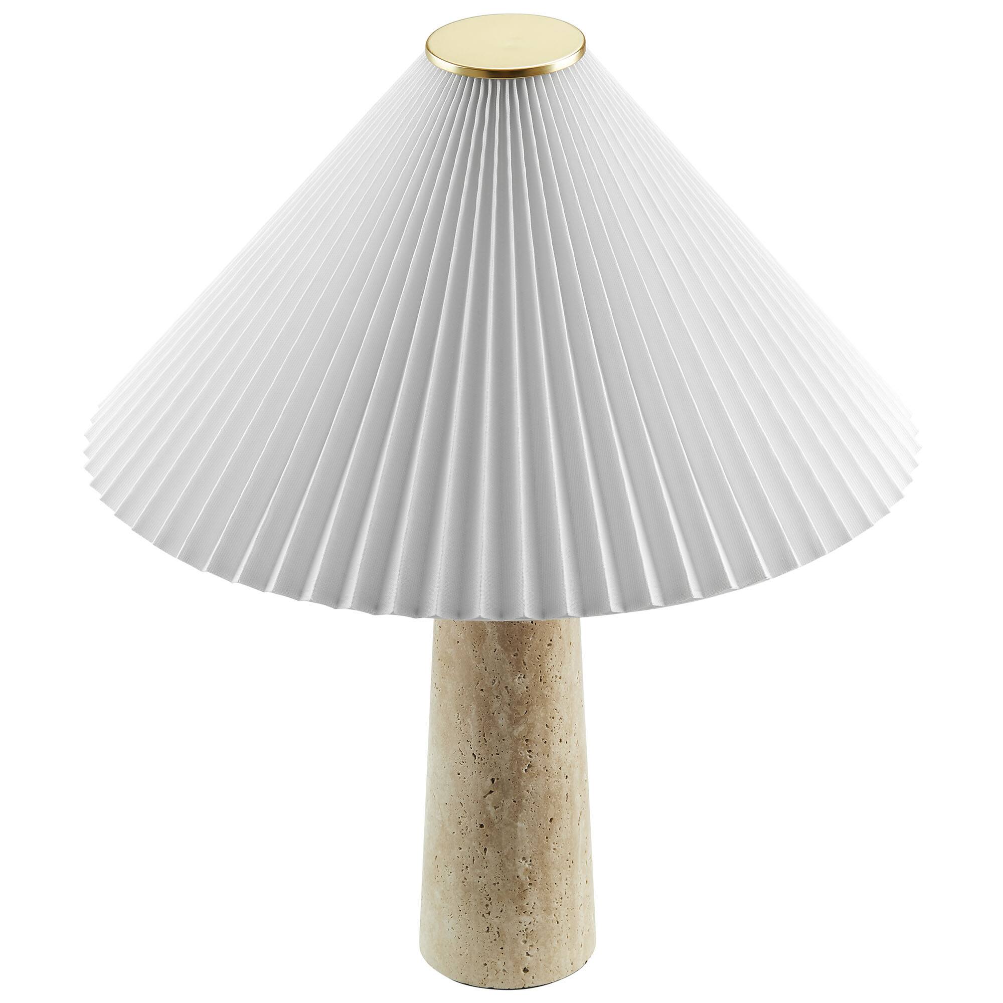 Alt View 5. Modway - Cove Travertine Table Lamp With Pleated Shade by Modway - Travertine.