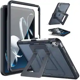 DTTO - Rugged Case with Stand & Screen Protector for iPad 10th Gen 10.9" (2022) / 11th Gen 11" (2025) - Black