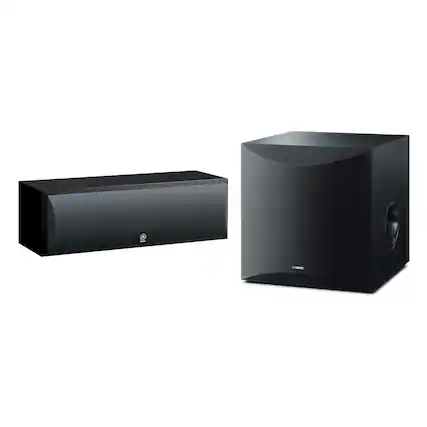 Front. Yamaha - Yamaha NS-SW100BL 10 Inch Powered Subwoofer & NS-C210BL Center Channel Speaker Bundle - Black.
