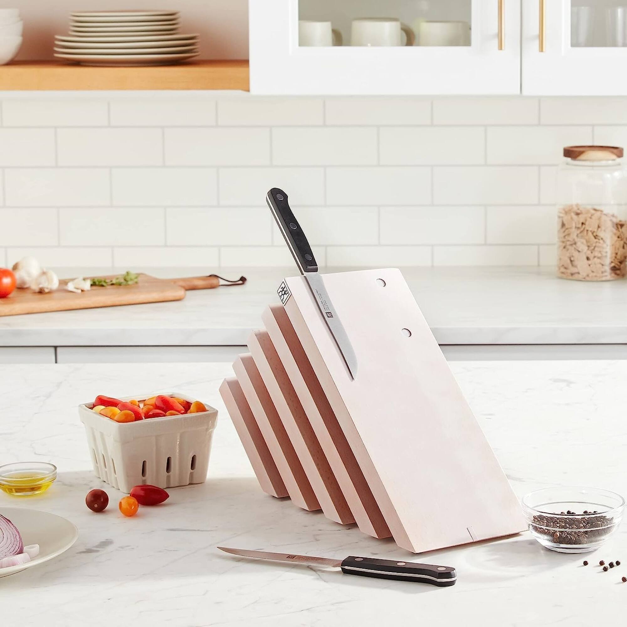 Alt View 2. ZWILLING - ZWILLING Italian Slanted Magnetic Knife Block - White-Colored Beechwood - White.