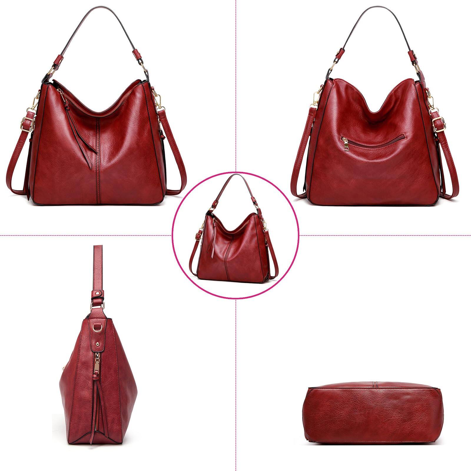 Alt View 1. Fabibe - Large Trendy Designer Hobo Tote Bag For Women  Soft Leather Crossbody Shoulder Handbag Purse And Wallet Set Black Brown - Black.