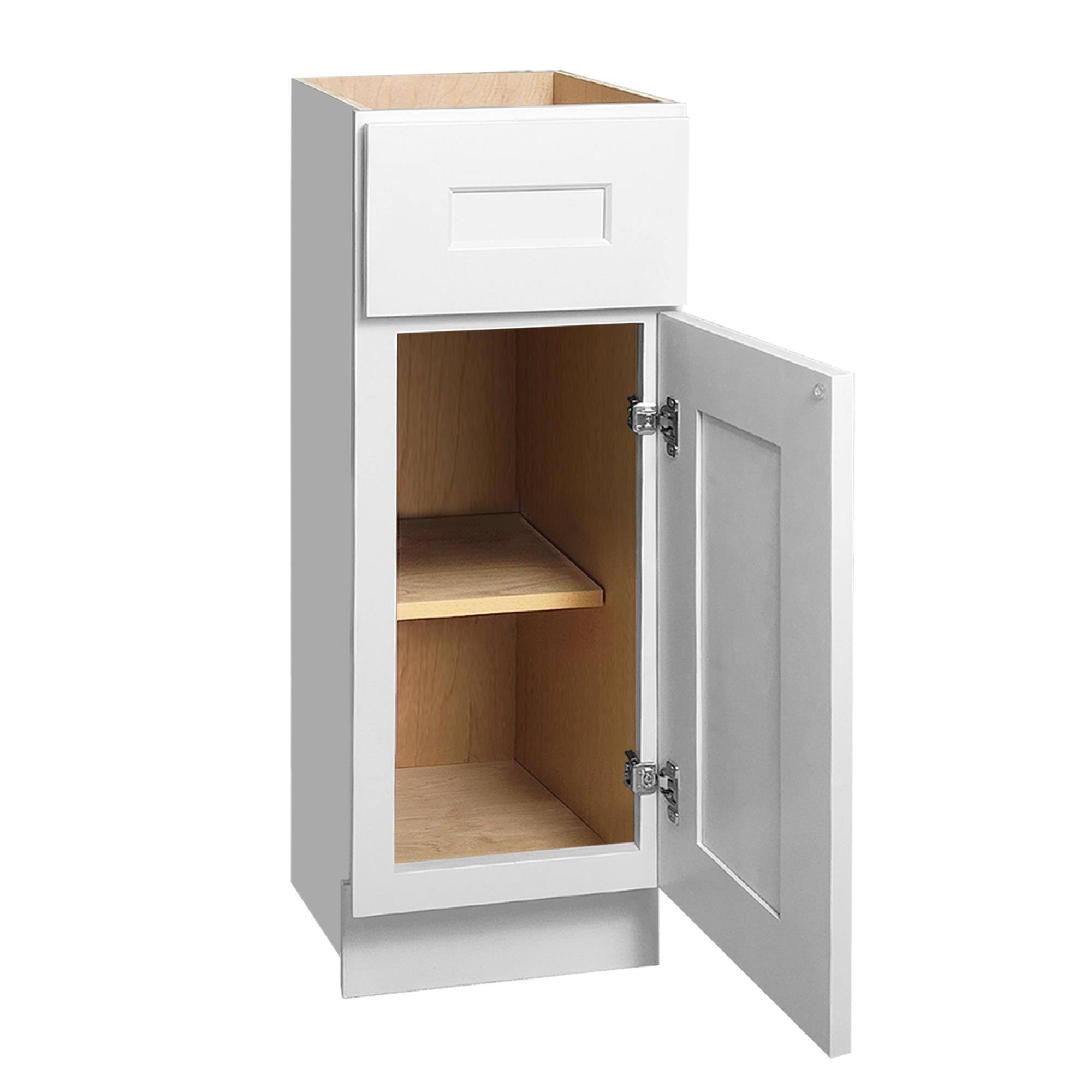 Alt View 3. Boyel Living - White Shaker Base Cabinet 15-in L x 24-in W x 34.5-in H with Soft Close, Adjustable Shelves for Kitchen Bathroom Laundry - White.