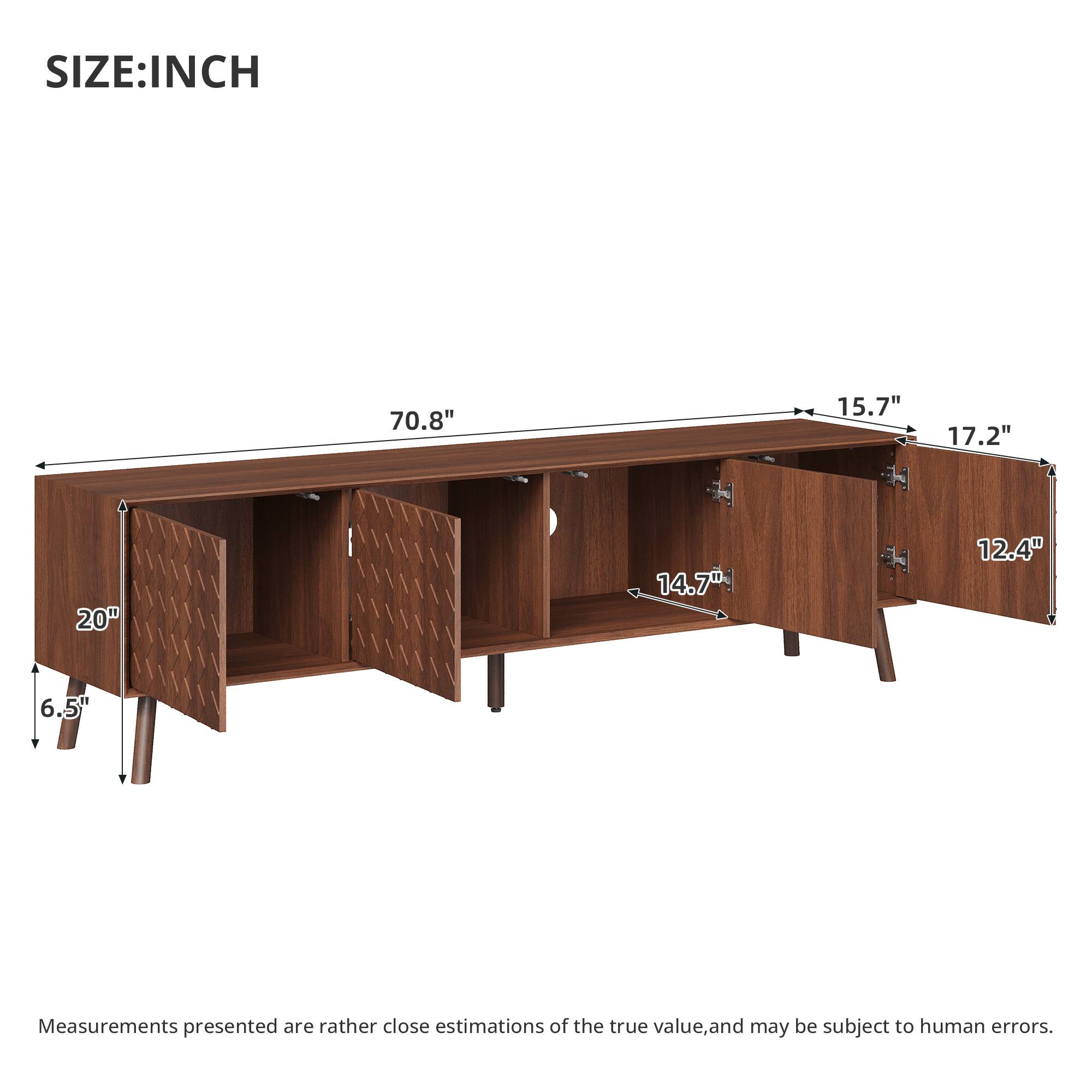 SIZE: INCH

70.8"
15.7"
17.2"
20"
14.7"
12.4"
6.5"

Measurements presented are rather close estimations of the true value, and may be subject to human errors.