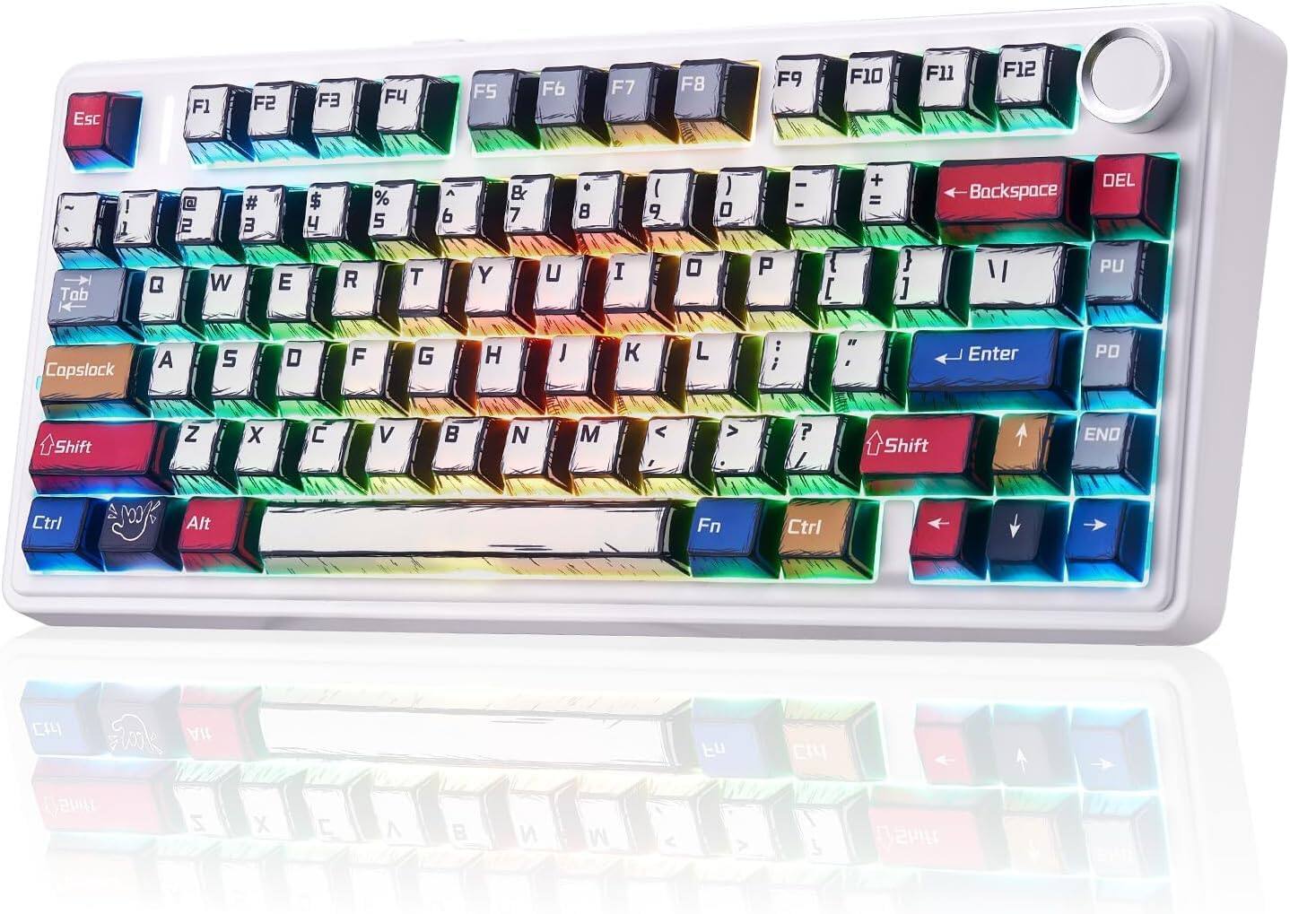 Esc F1 F2 F3 F4 F5 F6 F7 F8 F9 F10 F11 F12  
~ ` 1 ! 2 @ 3 # 4 $ 5 % 6 ^ 7 & 8 * 9 ( 0 ) - _ + = Backspace DEL  
Tab Q W E R T Y U I O P [ { ] } | Enter  
Capslock A S D F G H J K L ; : ' " Enter  
Shift Z X C V B N M , < . > ? / Shift  
Ctrl Alt Fn Ctrl Alt Spacebar  
Arrow keys (up, down, left, right)  
Ctrl Alt Fn Ctrl Alt