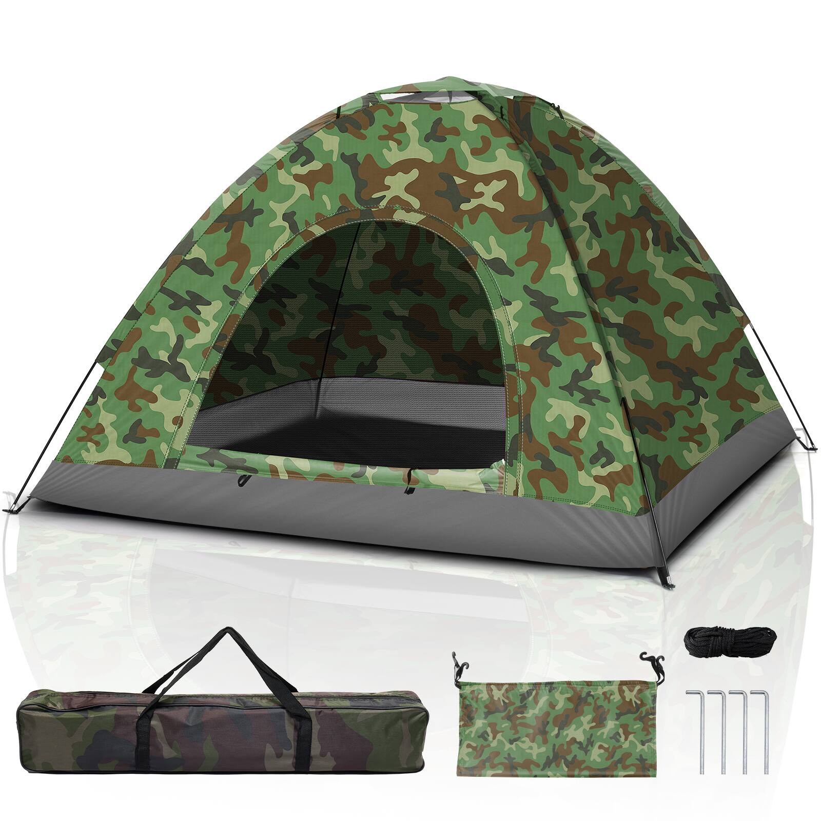Front. Winado - Camping Tent, Portable Dome Tent 78*53in for 3-4 Person Waterproof for Outdoor Hiking Climbing Camping Backpacking - Camouflage.