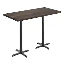 Flash Furniture - Bennett 30" x 60" Solid Wood Commercial Indoor Tabletop in Dark with 22" x 22" Bar Height Rust-Resistant Black Cas - Brown