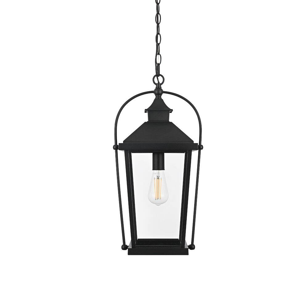Left. Elegant Lighting - Luz 21 inch Outdoor Pendant in Black - Black And Clear.