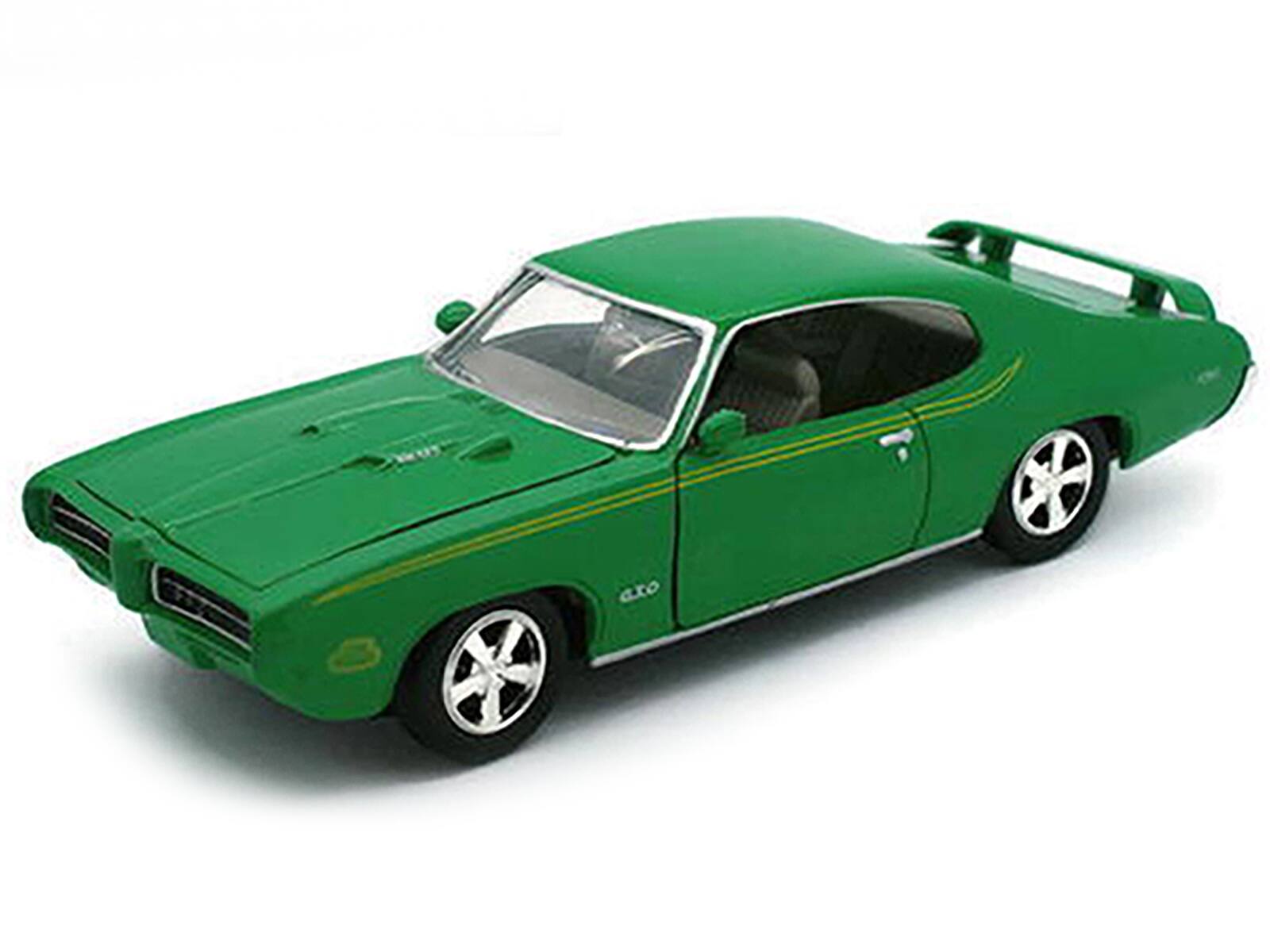 Alt View 1. Motormax - 1969 Pontiac GTO Judge Green with Stripes 1/24 Diecast Model Car by Motormax.