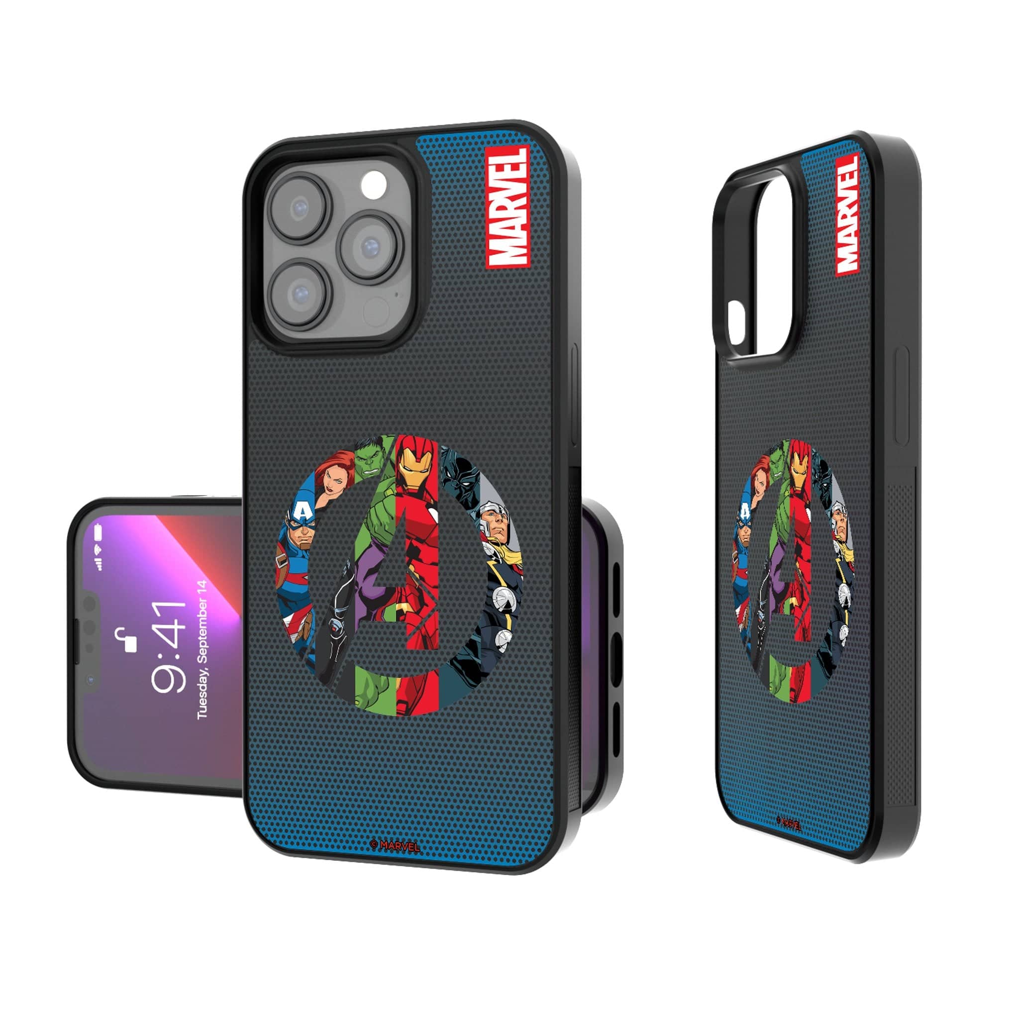 Keyscaper - Marvel Grid Bump Phone Case - Apple iPhone 13 Mini - Avengers