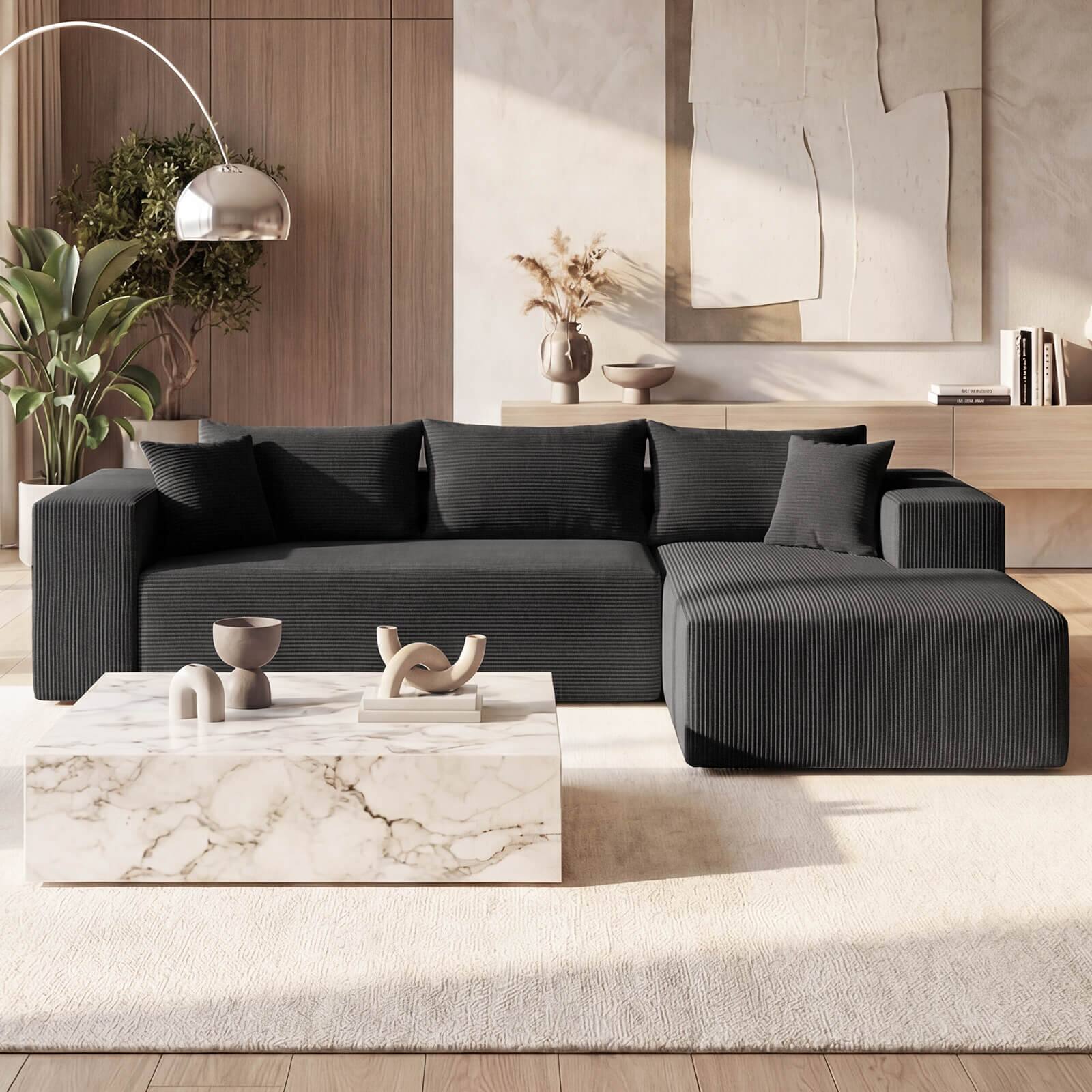 Alt View 3. Costway - Costway 110.5" Modular Sectional Sofa with Deep Seats & Comfy Backrests, Comfy Armrests - Black.