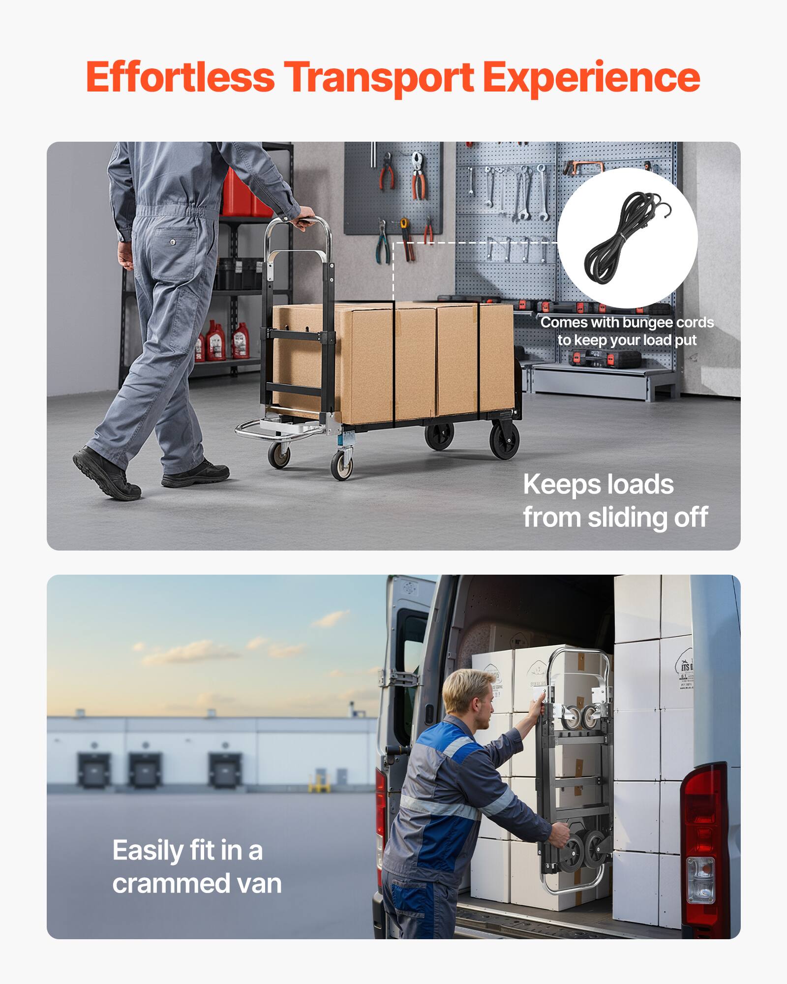 Effortless Transport Experience

- Comes with bungee cords to keep your load put
- Keeps loads from sliding off
- Easily fit in a crammed van