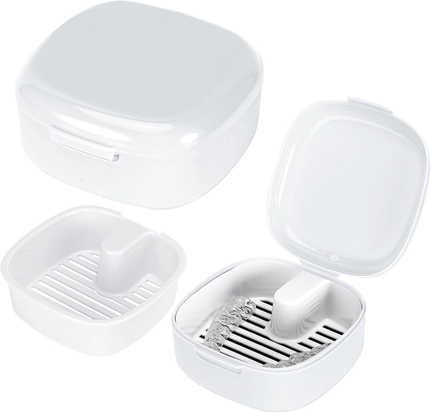 Auledio - 1pc Denture Storage Box Portable Soak Box Invisible Braces Orthodontic Retainer Cleaning and Cleaning Boxes
