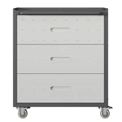 Front. ALEXOUN - Heavy-Duty Metal Storage Cabinet with Wheels,3 Drawer Tool Cabinet,Simple Design & Easy to Use for Garage, Office, Home - Gray.