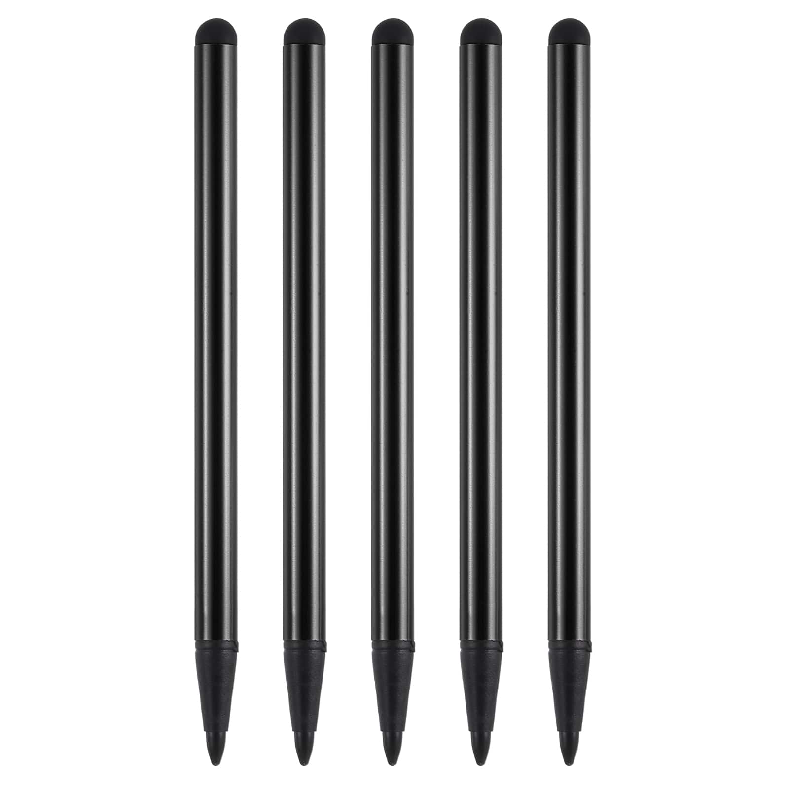 Unique Bargains - 5pcs 2 in 1 Phone Touch Screen Pen Resistive Stylus Pen Aluminum Alloy with Resistance Capacitive Tips Universal - Black