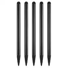 Front. Unique Bargains - 5pcs 2 in 1 Phone Touch Screen Pen Resistive Stylus Pen Aluminum Alloy with Resistance Capacitive Tips Universal - Black.
