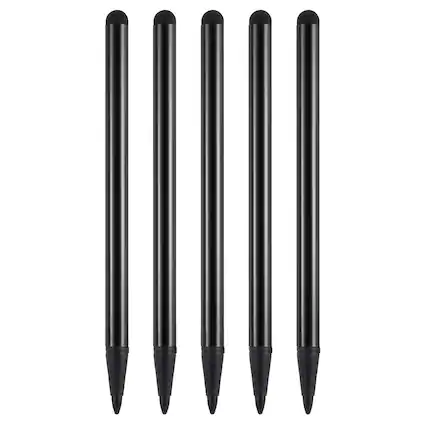 Front. Unique Bargains - 5pcs 2 in 1 Phone Touch Screen Pen Resistive Stylus Pen Aluminum Alloy with Resistance Capacitive Tips Universal - Black.