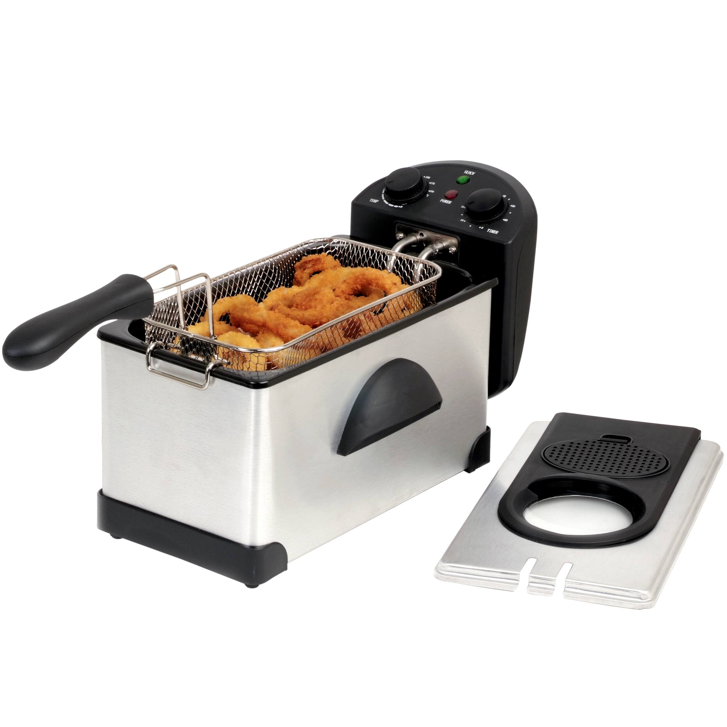 Alt View 1. MegaChef - MegaChef 3.17 Quart Stainless Steel Electric Deep Fryer with Timer - Silver.