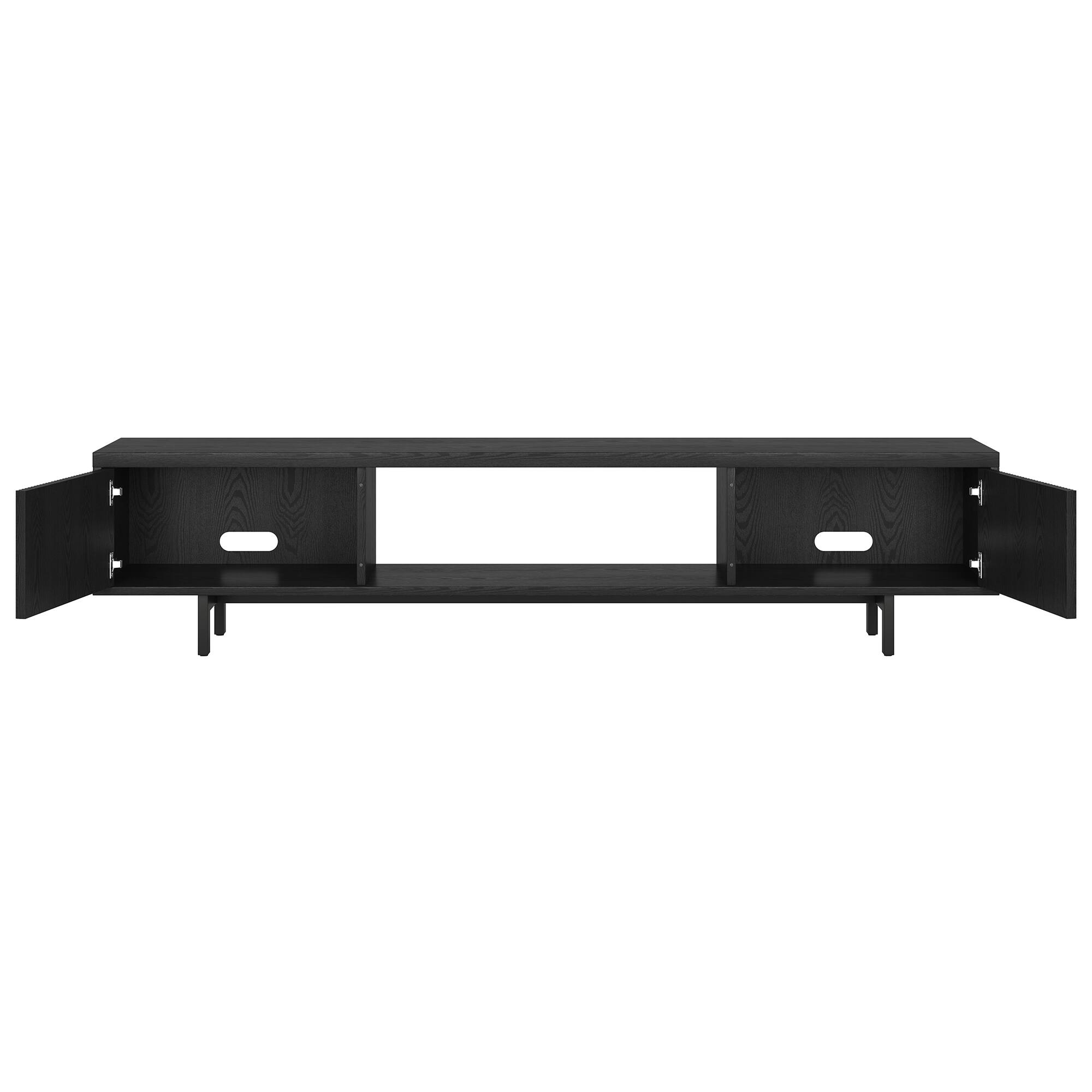 Alt View 1. Hudson&Canal - Lucien Rectangular Fluted TV Stand for TV's up to 78" in Black Grain - Black Grain.