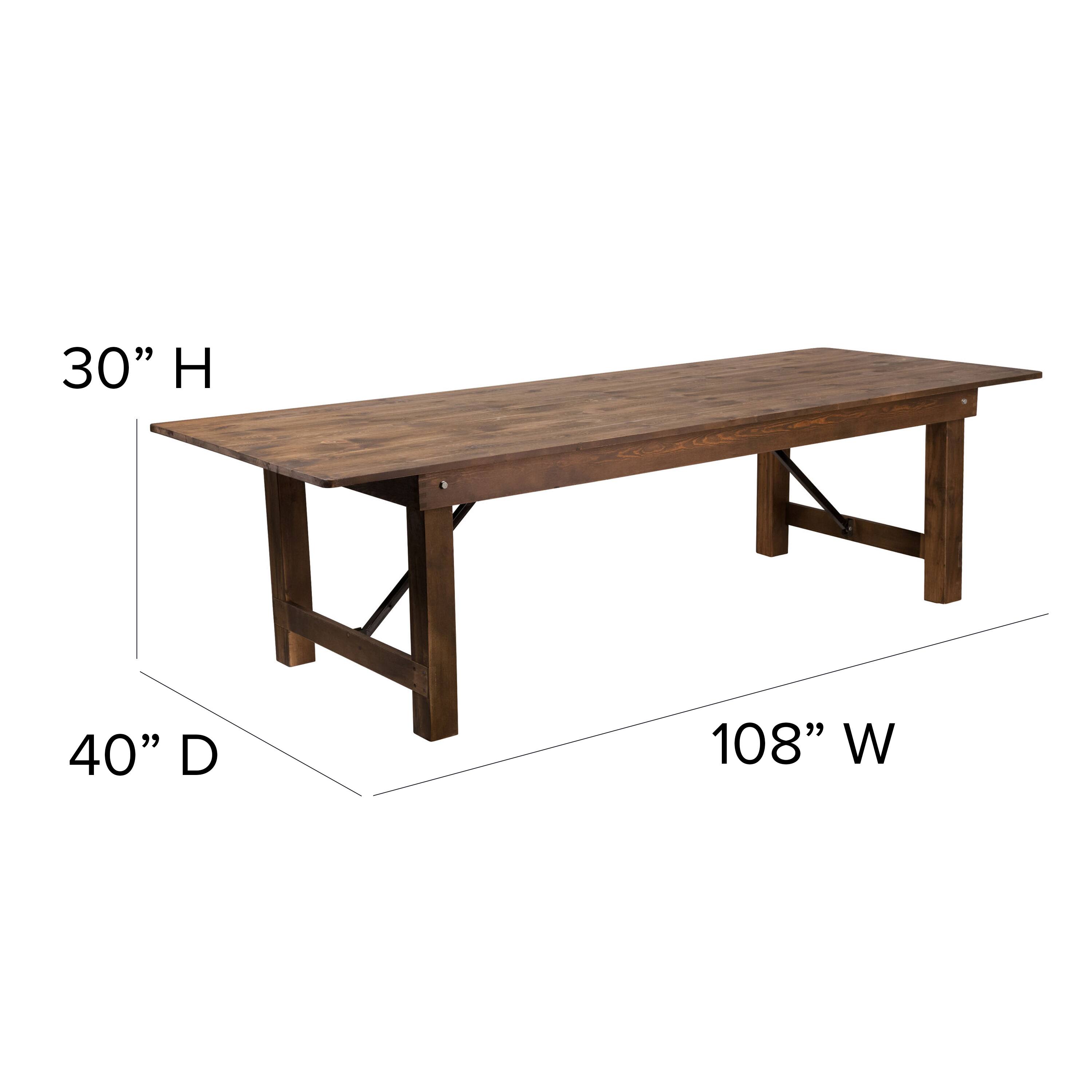 Alt View 13. Alamont Home - Hercules 9' x 40" Rectangular Antique Rustic Solid Pine Folding Farm Table - Antique Rustic.