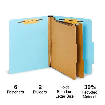 6 Fasteners  
2 Dividers  
Holds Standard Letter Size  
30% Recycled Material