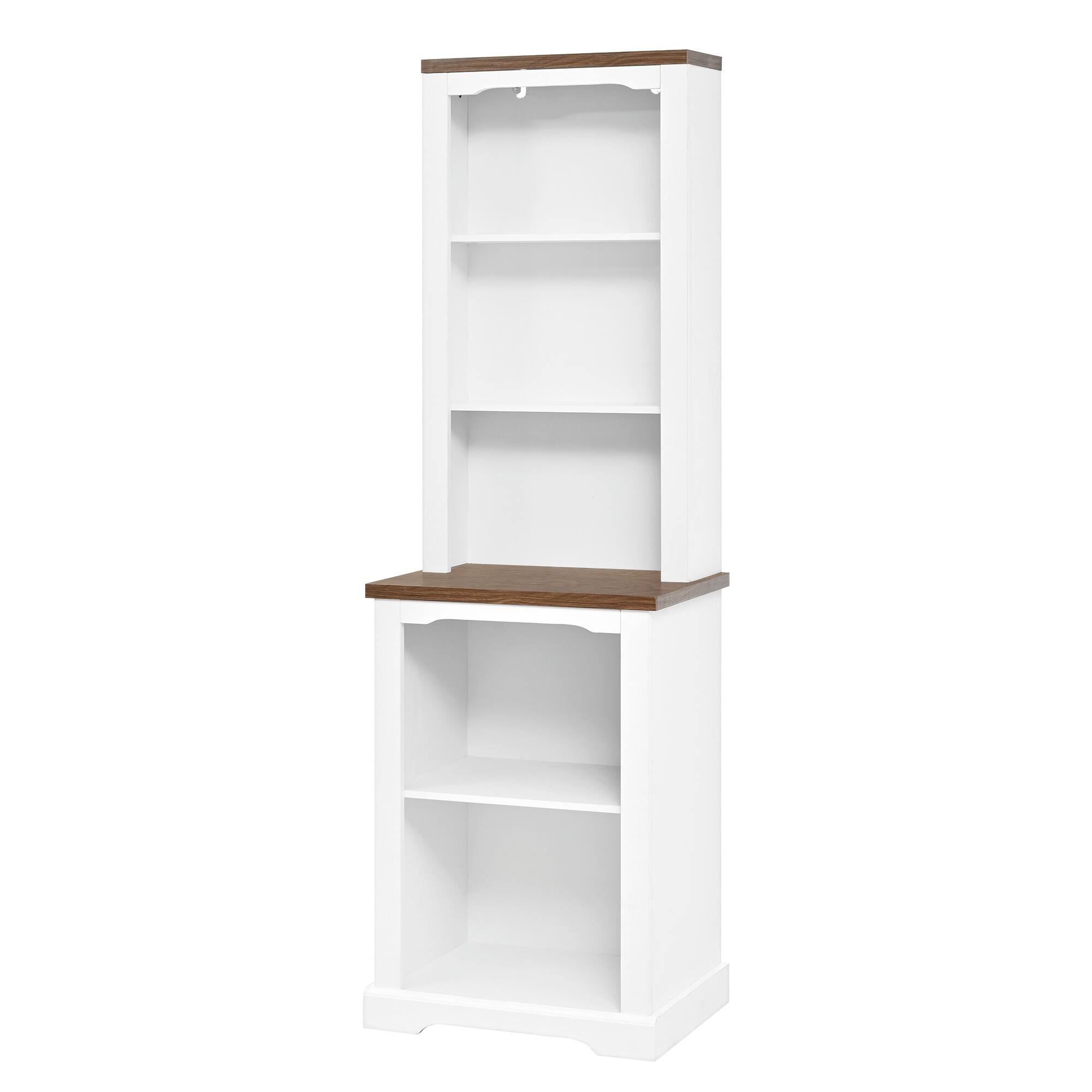 Back. Whisen - 3-Piece TV Stand Set for TVs up to 70-Inch,Modular Entertainment Center with Storage Cabinets,Bookshelves and Drawer - White.