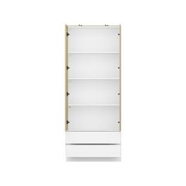 FUFU & GAGA - FUFU&GAGA Glass - Door Display Cabinet: Press - Open Design Curio Cabinet 3 - Color Lighting for Multi - Scene Use - White