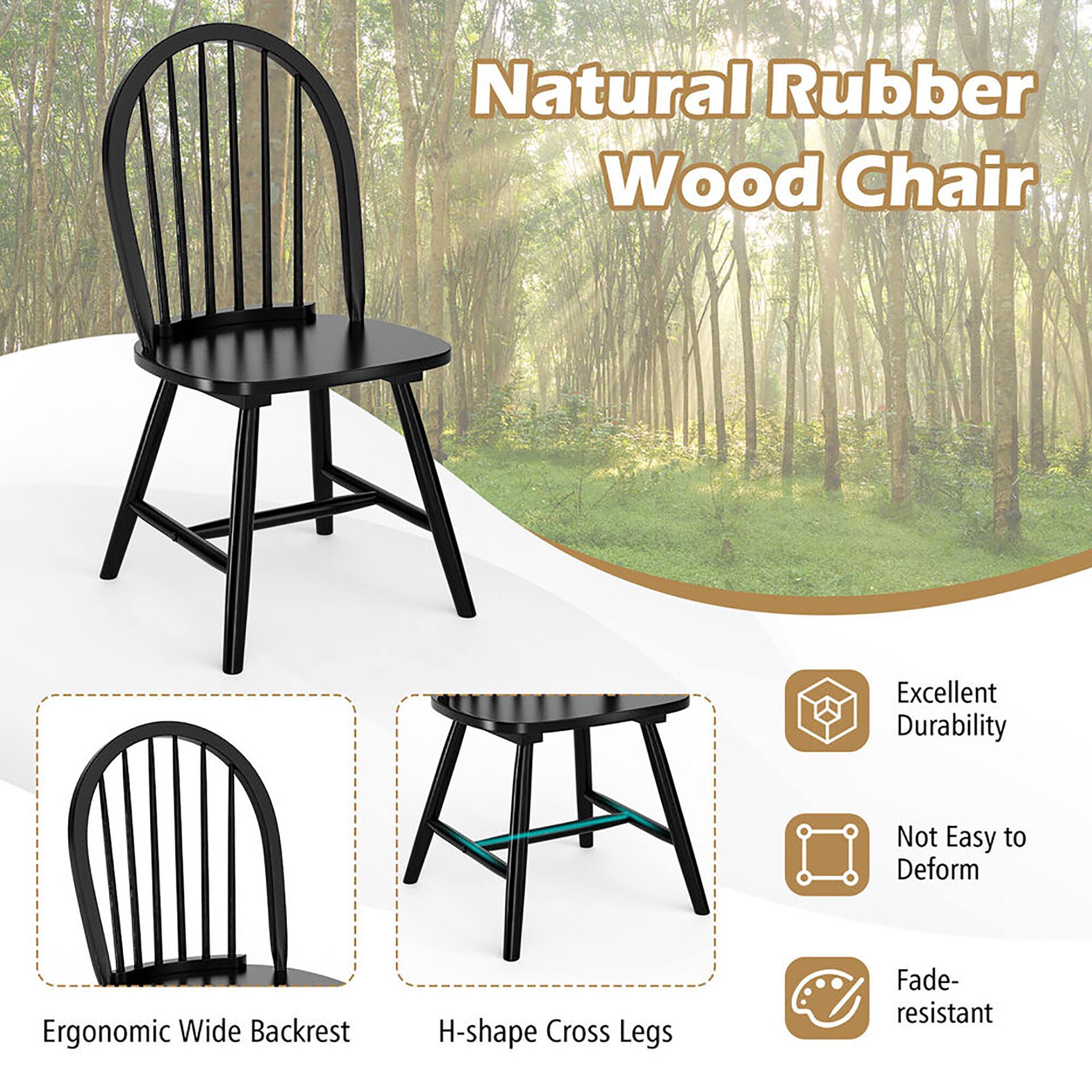 Natural Rubber Wood Chair

- Excellent Durability
- Not Easy to Deform
- Fade-resistant

Ergonomic Wide Backrest

H-shape Cross Legs